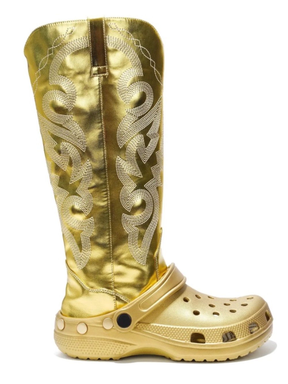 Gold Western-Style Croc Boot — Women